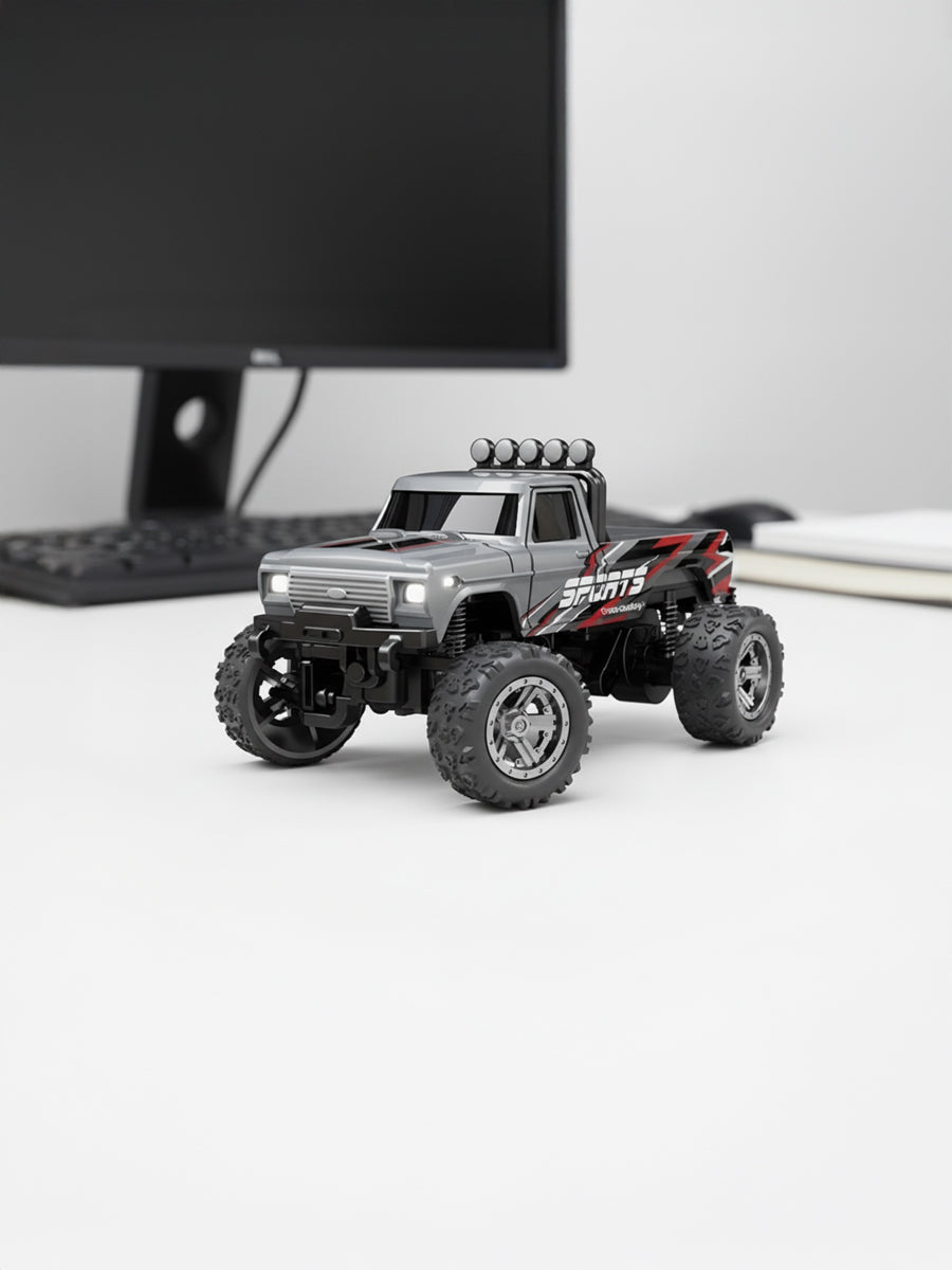 Mini RC Truck, 1:64 Scale, 2.4 GHz Remote Controlled Monster Truck with Lights, IOS/Android Connectivity, USB Type-C charging.