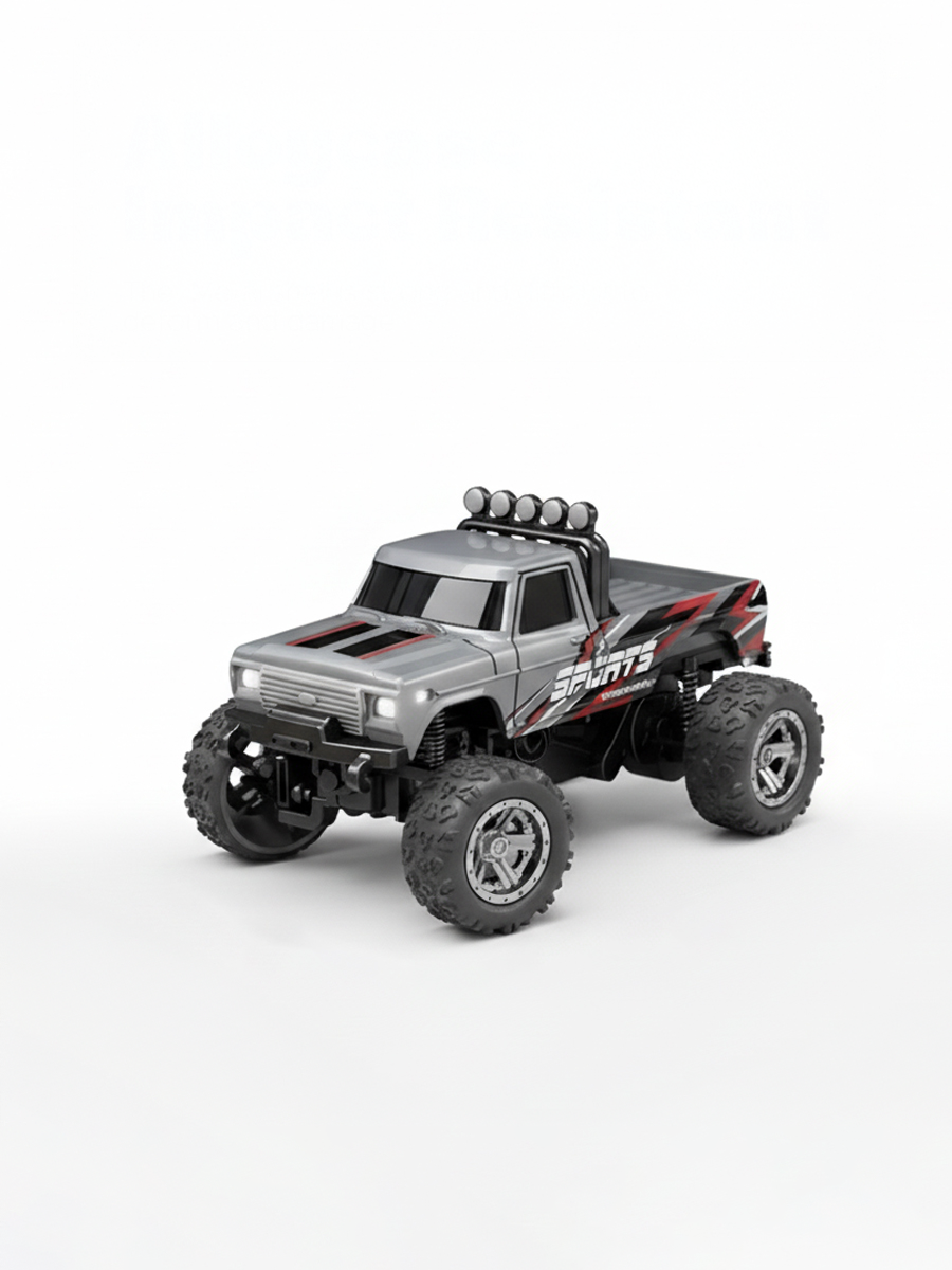 Mini RC Truck, 1:64 Scale, 2.4 GHz Remote Controlled Monster Truck with Lights, IOS/Android Connectivity, USB Type-C charging.